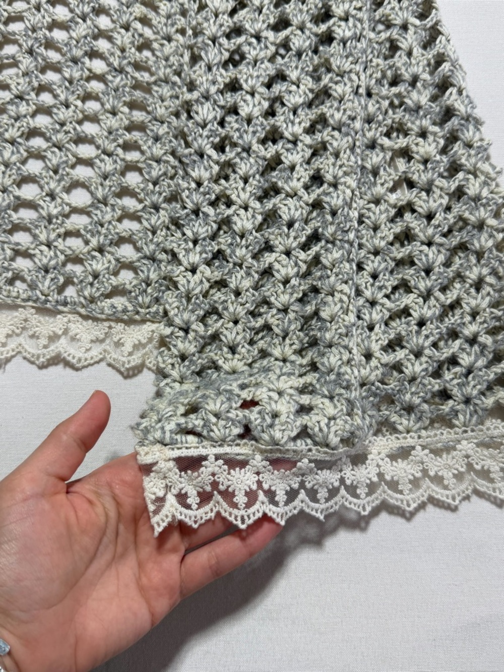 Blu Pepper Cream Crochet Vest Small Ivory Open Front Boho Festival Layering - Picture 4 of 5